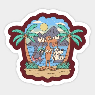 Rocky and friends swing on the beach summer vacation Sticker